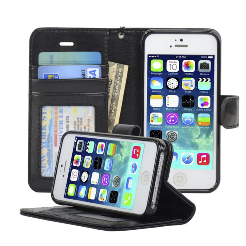 Leather Folio Wallet Case for iPhone 5 / 5S Leather Folio Wallet Case for iPhone 5 / 5S